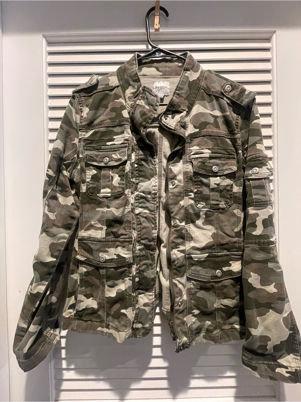 Kensie Green Camouflage Utility Jacket